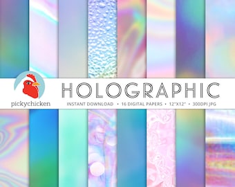 Holograph Digital Paper - iridescent holographic abstract neon bokeh faux shimmer holo photography backdrop Instant Download 8101