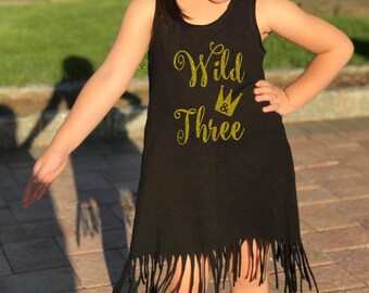 Wild and Three Birthday Boho Style Dress | Fringe Dress ~ Girls
