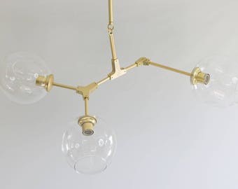 Modern Chandelier, 3 light, Branching Bubble Style