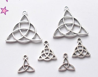 6 charms of 29 14 mm symbols Celtic triquetra knot blend silver metal