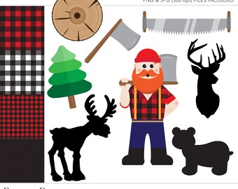 Commercial Use Clipart, Commercial Use Clip Art, Lumberjack Clipart, Lumberjack Party, Commercial License, Commercial Clipart, Lumberjack