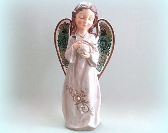 Angel Figurine Angel Statue Christmas Angel Decor Large Angel Sculpture Ceramic Angel Figure Guardian Angel Gift Christmas Gift Under 40
