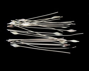 2 inch, 22 gauge, spear end, silver plated, paddle headpins, 50 pcs. For earrings, pendants, drops, dangles. Different, elegant, bridal
