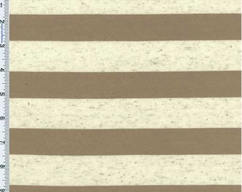 Beige/Oatmeal Flecked Striped Jersey Knit, Fabric By The Yard