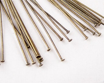 CLEARANCE Bronze Head Pins 50 Headpin Antique Bronze 3-3/8 inch (80mm) Long 21 gauge NF (1043pin80z1)os