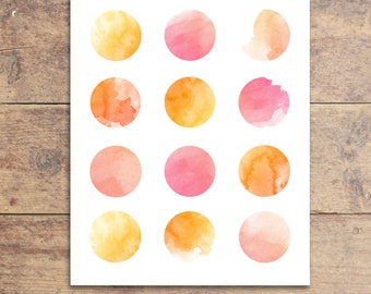 Polka Dot Nursery Print - Modern Nursery Art - Watercolor Dot Art Print - Nursery Decor