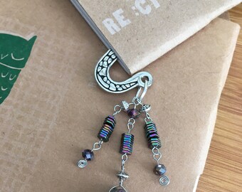 Druzy Crystal Shepherds Hook Bookmark Beaded Metal Boho Gift