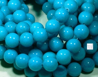 10 round 8 mm Cyan blue jade stone beads