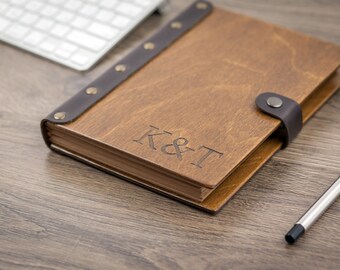 Wooden Notebook, Leather Sketchbook, Notebook, Travel Journal, Leather Journal, Personalized Journal, Pocket Notebook, Blank Notebook