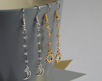 Sunstone and Moonstone Earrings