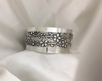 Flowers and Vines Sterling Silver Cuff