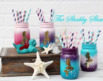 Mermaid Decor,Mermaid Party,Mermaid Bathroom,Mason Jar Decor,Mermaid Nursery