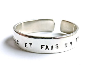 Man silver custom ring, adjustable, custom