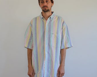 Pastel Striped Button Shirt XL