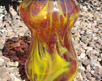 Red and Yellow Blown Glass Vase