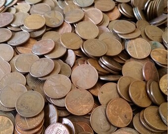 10 Pounds UNSEARCHED US Lincoln Copper Pennies (????-1982) -- Approximately 1450 Pennies -- Over 29 Dollars Worth of Copper