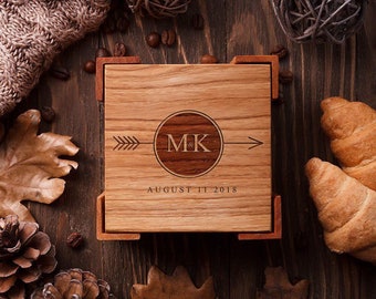 Custom coasters Engraved coasters Wedding coasters favor Bridal shower gift Wood coasters Personalized coasters set Wedding shower gift