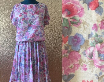 vintage floral pleated dress