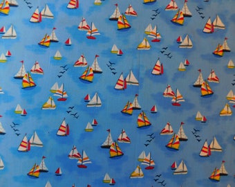 Mini Boats Fabric - 1 Yard Cut - C 4638 - Timeless Treasures Fabric -Novelty Fabric - Cotton Fabric - Quilting Fabric