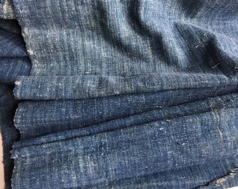Last Piece! -c.1900 Antique Japanese Boro Indigo Cotton Fabric Blue White - 106-B8