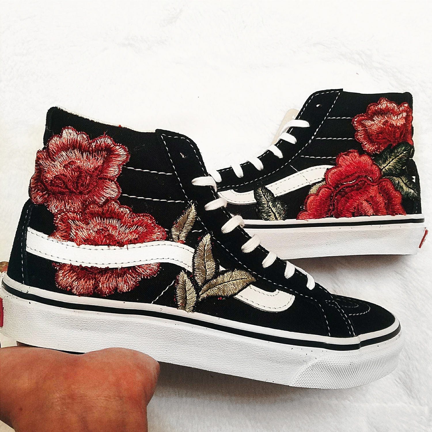 vans high tops with roses