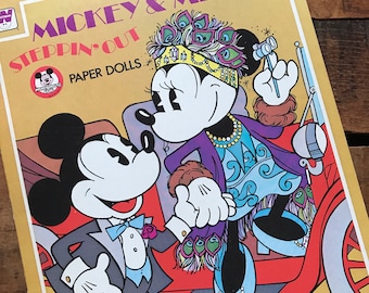 Mickey and Minnie Steppin' Out Paper Doll Book - Unused, Uncut - Vintage Paper Dolls, Children's Book, 1970s Whitman Book, Vintage Disney