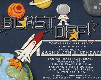 Space Birthday Party Invitation