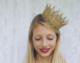 Royal Gold Queen Crown - "Royal Crown" - halloween costume, princess crown, birthday crown