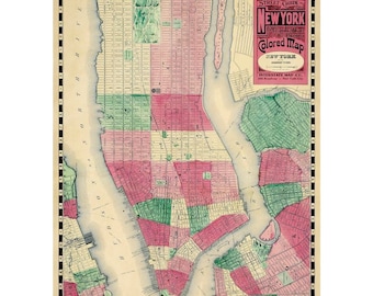 Vintage New York Street Map Wrapping Paper by Cavallini to Frame or Wrap, Book Binding, Collage, Scrapbook, Paper Arts PSS 3505
