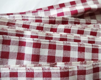 Old Maroon Check Gingham Fabric 5 Yards
