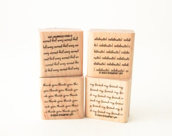 Lot Of Four Stampin' Up! Thousand For Typographic Texture Stamps Friend, Celebrate, Peace, Thank You ~ 161026A