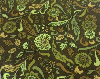 2.5 Metres 1960s/70s Floral Design Wool Blend Fabric 94cm Wide