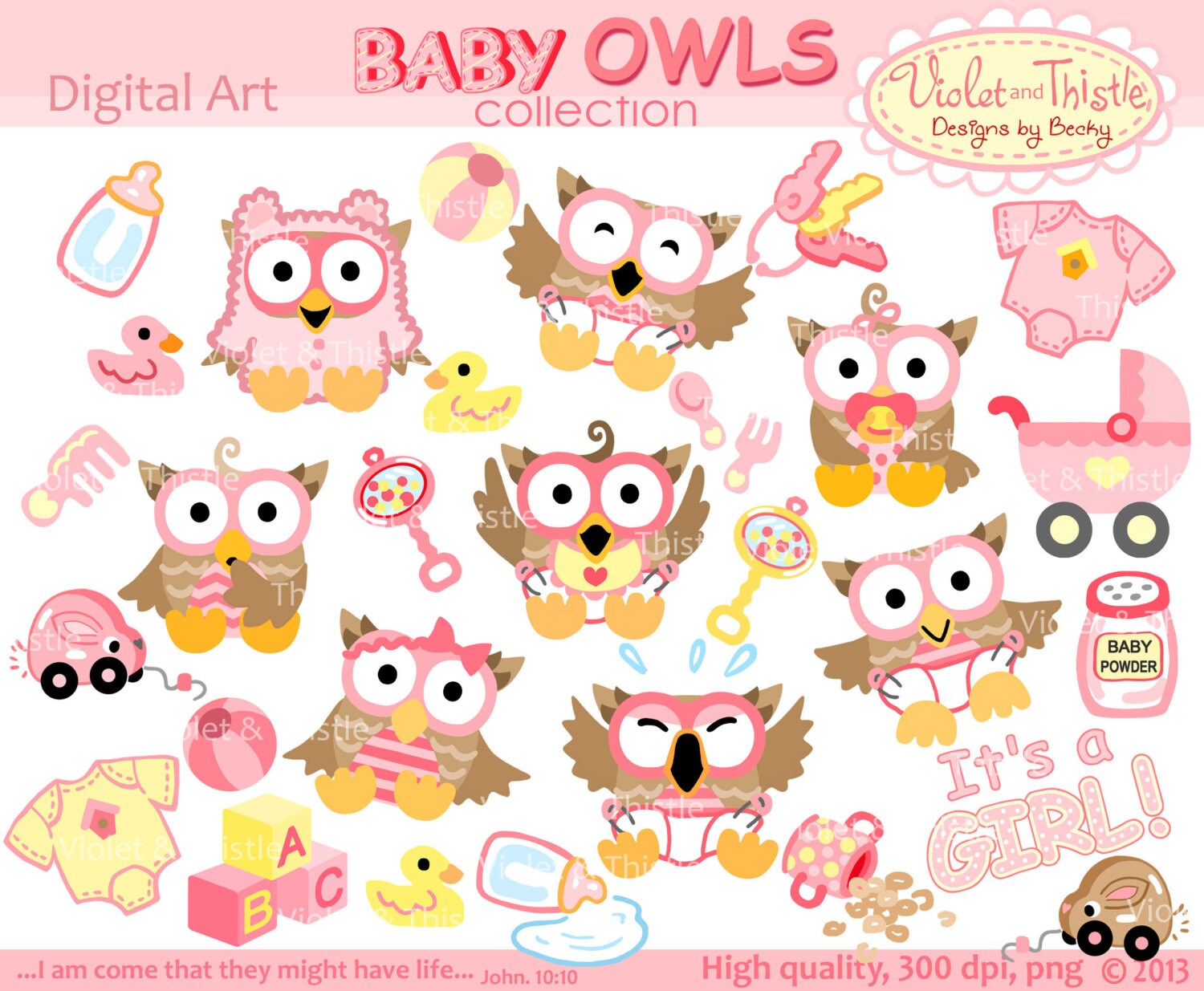 Baby Owls Clip Art Clipart Digital Clipart Baby Girl Owls