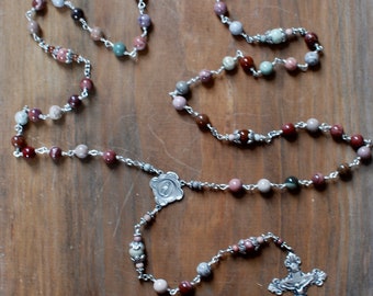 Picasso Jasper and Sterling Silver Rosary