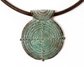 Patina Necklace, Ethnic Tribal Necklace, Bohemian Necklace, Leather Necklace, Patina Jewelry