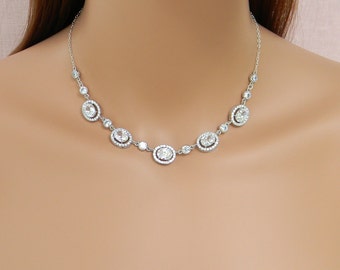 Crystal Bridal Necklace, Crystal Wedding Necklace, Swarovski Crystal, Silver Wedding Jewelry, Bridal Jewellery, Chelsea Bridal Necklace