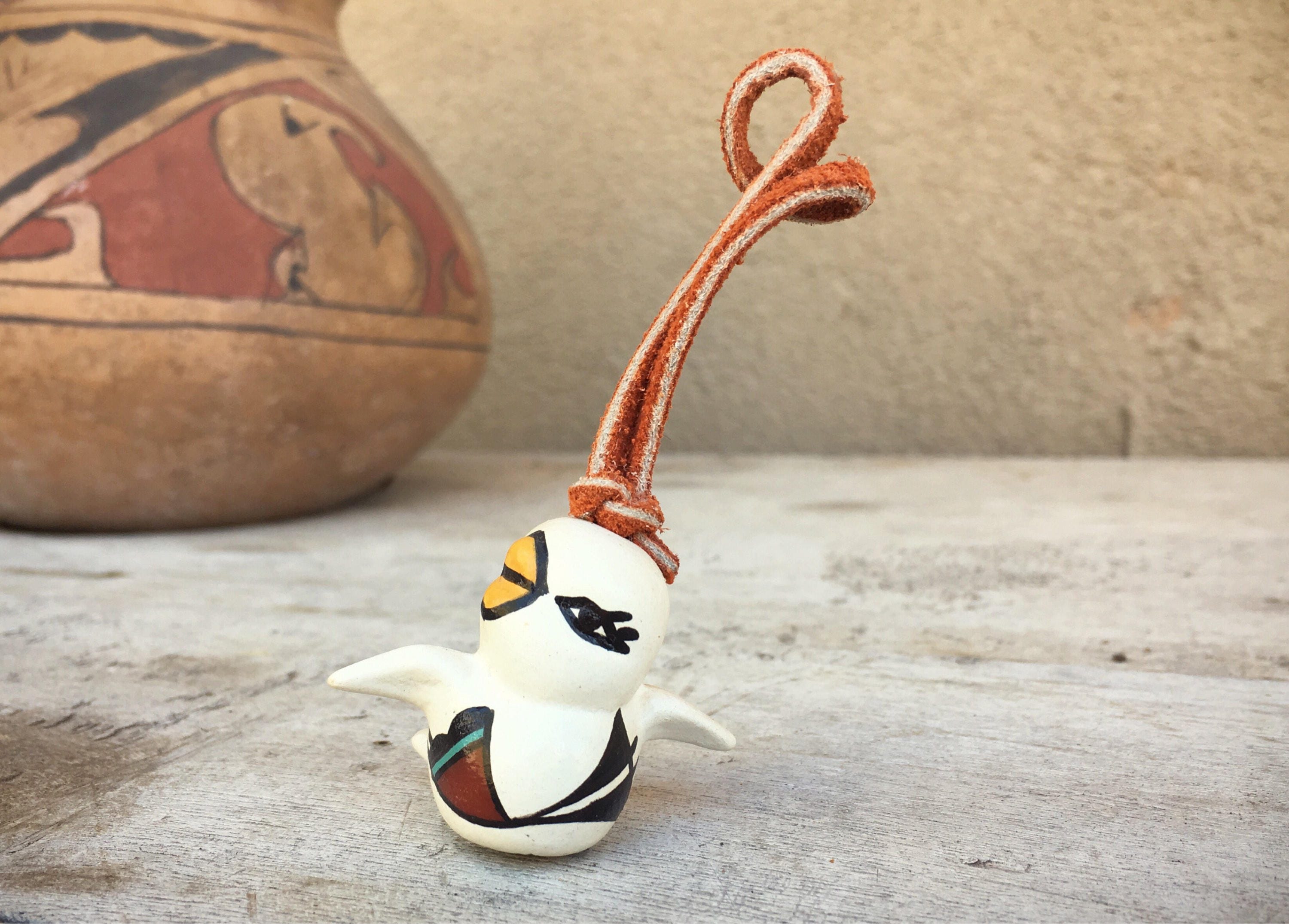 Adorable Pottery Ornament Bird, Native American Ornament