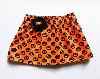 Jack o' lantern Halloween Skirt, Orange and Black Pumpkin Skirt, Halloween Clothing, Girls' Clothing, Skirts, Toddler Skirt, Baby Skirt
