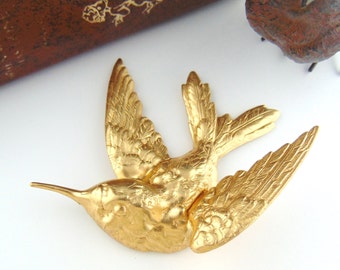 BRASS * 3D Bird - Large Hummingbird - Life size - Sculptural Bird Stamping ~ Brass Stamping (FC-13)