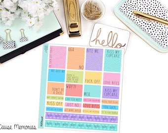 SNARK SERIES: "Anti-Valentine 'Bite Me' Full Layout" Paper Planner Stickers