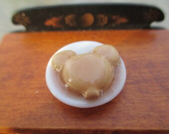 Dollhouse Miniatures - Mouse Ears Pancake on Porcelain Platter with Syrup - Breakfast Pancakes