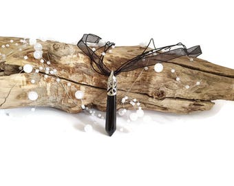 Black organsa pendulum pendant necklace