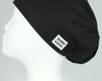 Surgical Scrub U Hat for Women - Solid Black