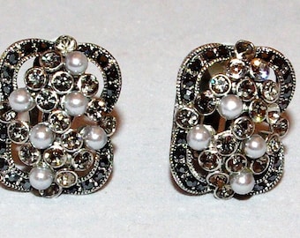 Victorian Style Marcasite and Pearl Earrings