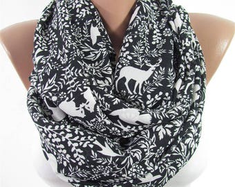 Deer Scarf Clothing Gift Fairytale Gift Valentines Gift For Mom Gift For Women For Mom For Wife Best Friend Infinity Scarf Black Scarf Shawl