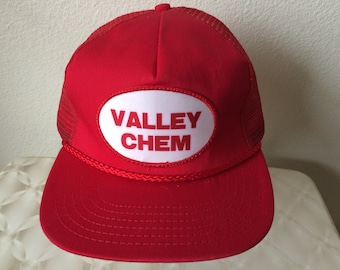 Vintage Baseball Cap - "Valley Chem" - red with white patch - excellent condition
