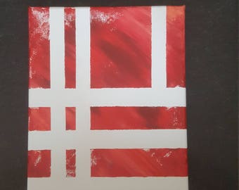 Striped Red Acrylic 8×10 Painting - Canvas
