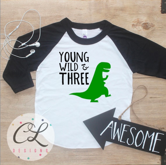 Download Young Wild Three Dinosaur Birthday Boy Shirt / Baby Boy