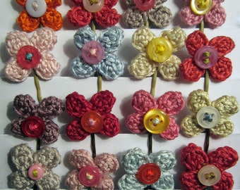 Crochet Pattern for Flowery Bobby Pins