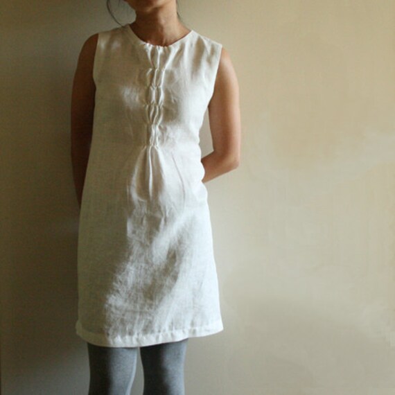 LINEN DRESS  WOFFLE women handmade linen clothing